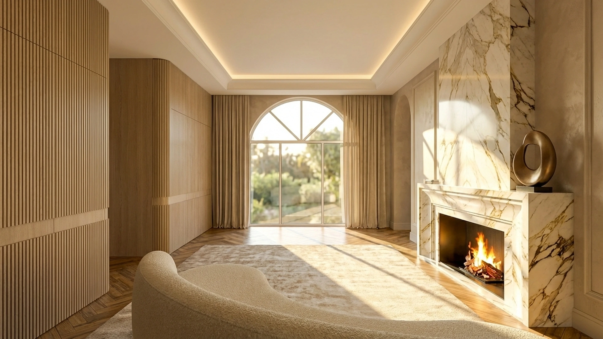 Luxury living room fireplace design herringbone floors