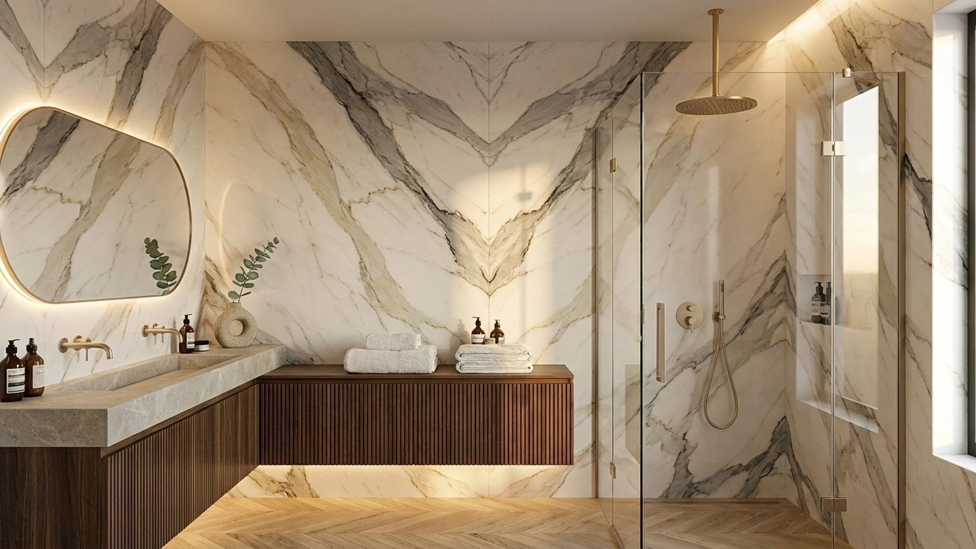 Luxury master bathroom marble vanity modern interior design