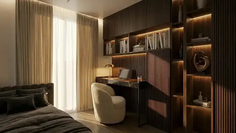 Miegamojo ir darbo erdvės dizainas - CGI