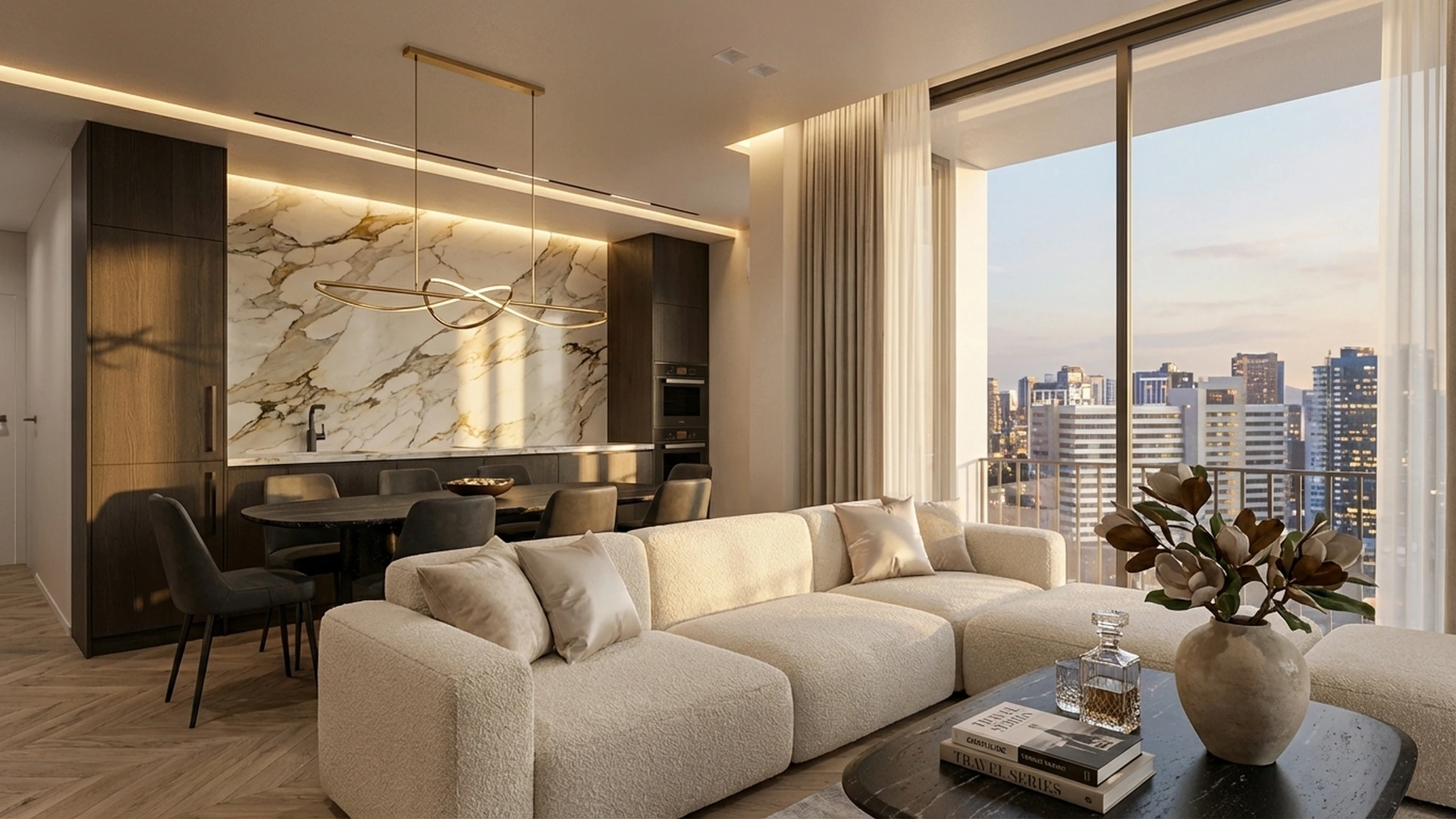 Luxury modern penthouse open plan interior design