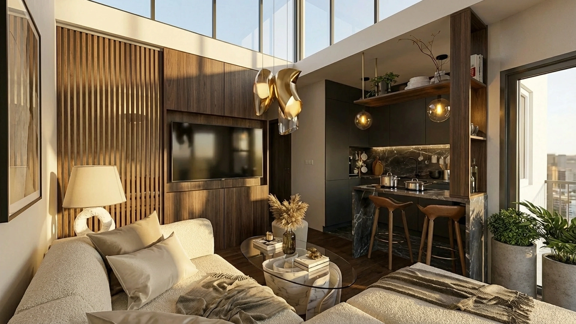Luxury modern studio apartment interior design investment