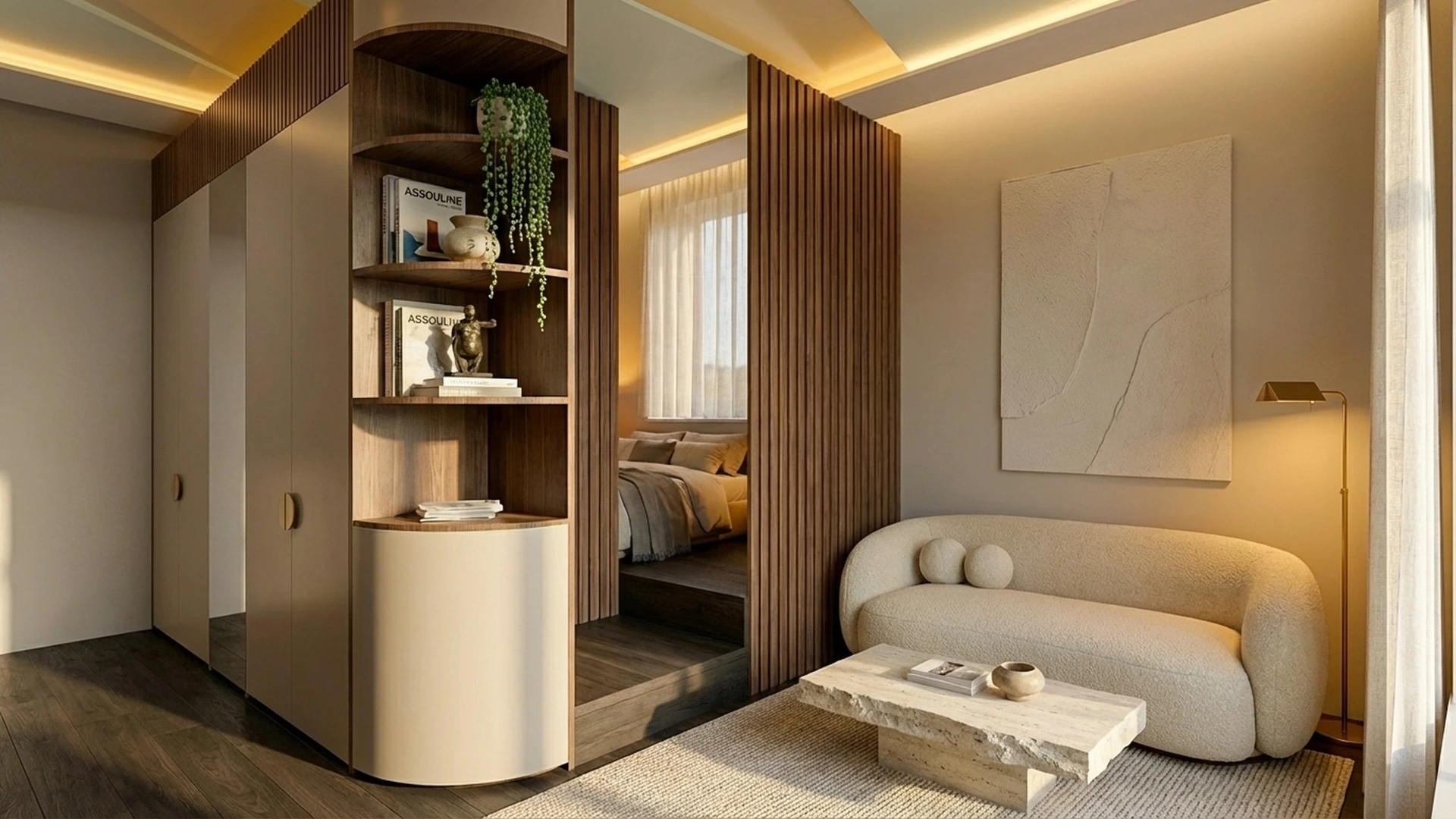 Luxury modern studio apartment interior design