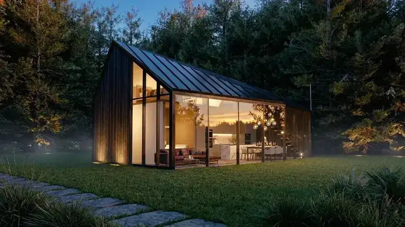 Stiklinis namelis miške - architektūrinis projektas