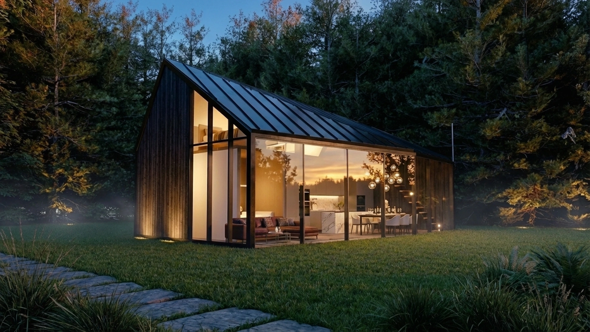 Modern luxury glass cabin forest retreat architecture