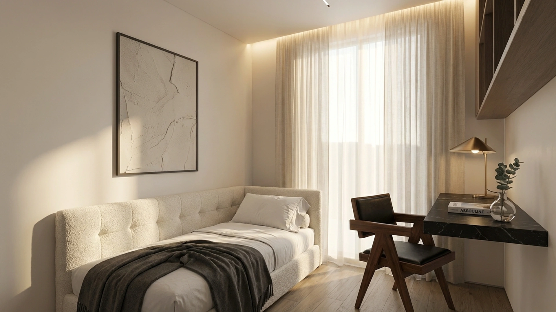 Modern luxury guest bedroom home office interior design