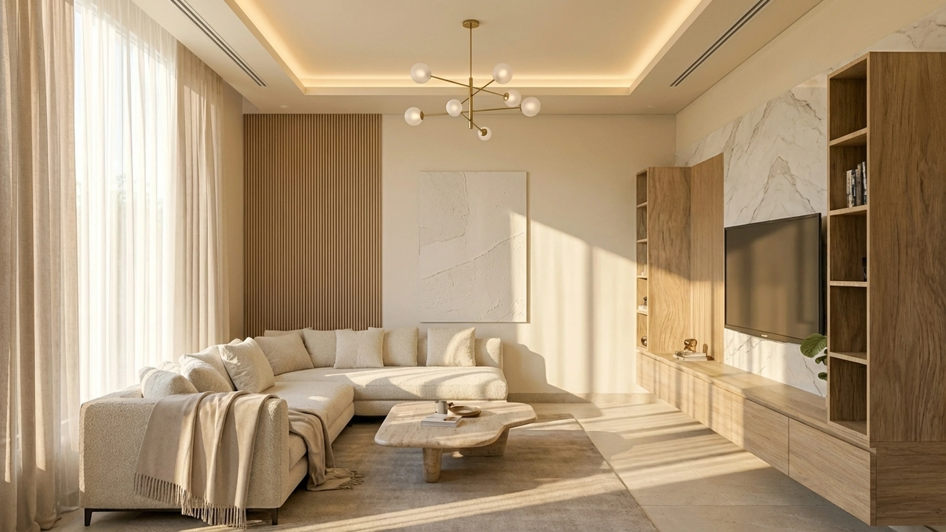 Modern luxury living room interior design render